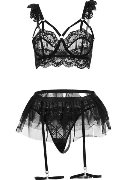 Kadın Siyah Tül Etekli, Göğüs Balenli Fantazi Kostüm modelleri