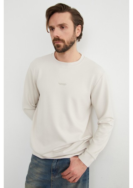 Basic Bisiklet Yaka Modal Kumaş Sweatshirt