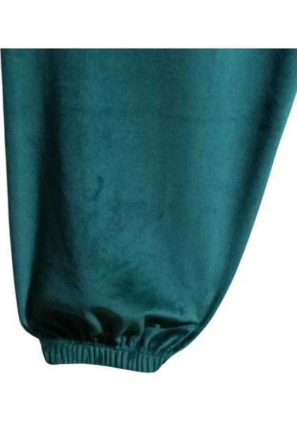 Kadın Bayan Fransız Kadife Battal Büyük Beden Bel ve Paçalar Lastikli Cepsiz Eşofman Altı Pantolon Pijama Altı Tayt