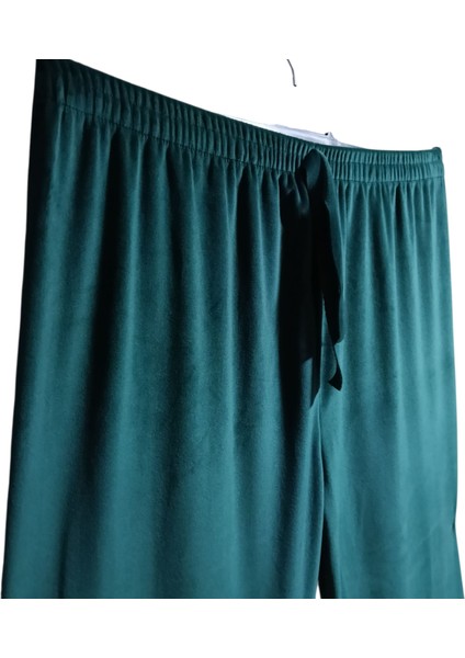 Kadın Bayan Fransız Kadife Battal Büyük Beden Bel ve Paçalar Lastikli Cepsiz Eşofman Altı Pantolon Pijama Altı Tayt