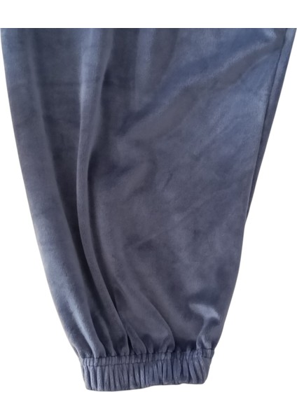 Kadın Bayan Fransız Kadife Battal Büyük Beden Bel ve Paçalar Lastikli Cepsiz Eşofman Altı Pantolon Pijama Altı Tayt indirimleri