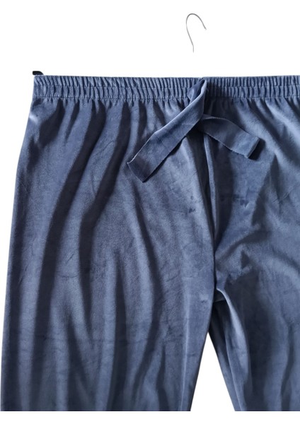 Kadın Bayan Fransız Kadife Battal Büyük Beden Bel ve Paçalar Lastikli Cepsiz Eşofman Altı Pantolon Pijama Altı Tayt