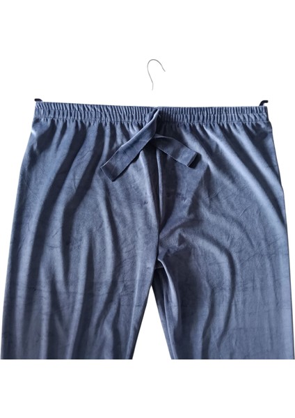 Kadın Bayan Fransız Kadife Battal Büyük Beden Bel ve Paçalar Lastikli Cepsiz Eşofman Altı Pantolon Pijama Altı Tayt