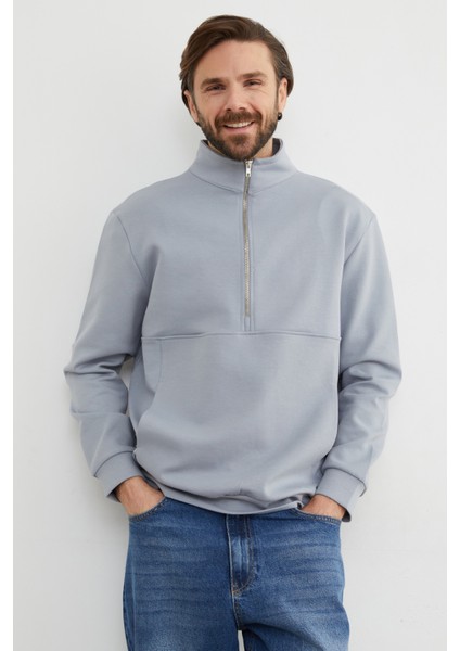 Yarım Fermuarlı Dik Yaka Sweatshirt fırsatları