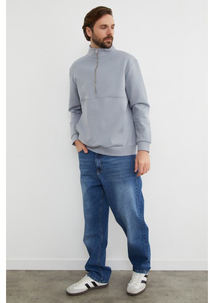 Yarım Fermuarlı Dik Yaka Sweatshirt indirimleri