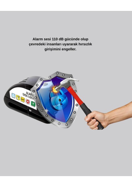 Anti Hırsızlık 110 Db Alarm Disk Fren Kilidi Suya Dayanıklı Çelik Güvenlik Kilidi indirimleri