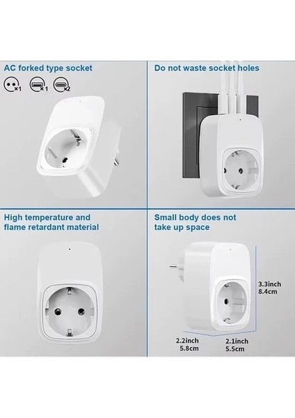 Tekli Yüksek Voltaj Korumalı Duvar Prizi 2x Type-C 1x USB Çıkışlı Priz Grup Priz Çoğaltıcı Beyaz modelleri