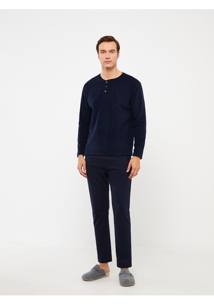 Yeni Sezon Bisiklet Yaka Uzun Kollu Polar Erkek Pijama Üst modelleri