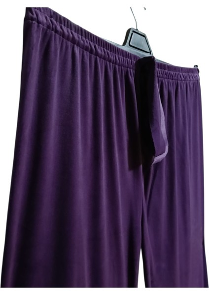 Kadın Bayan Fransız Kadife Battal Büyük Beden Bel ve Paçalar Lastikli Cepsiz Eşofman Altı Pantolon Pijama Altı Tayt modelleri