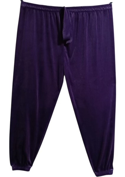 Kadın Bayan Fransız Kadife Battal Büyük Beden Bel ve Paçalar Lastikli Cepsiz Eşofman Altı Pantolon Pijama Altı Tayt fırsatları