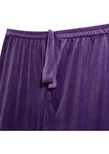 Kadın Bayan Fransız Kadife Battal Büyük Beden Bel ve Paçalar Lastikli Cepsiz Eşofman Altı Pantolon Pijama Altı Tayt indirimleri