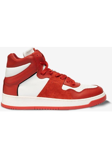Erkek Kırmızı Beyaz Hakiki Deri Sneaker Bot 3K1SB75175