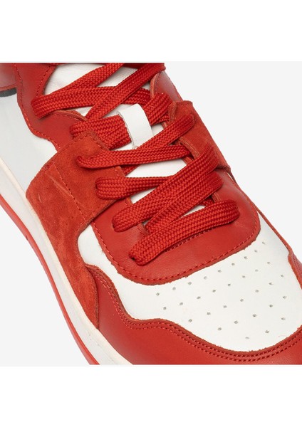 Erkek Kırmızı Beyaz Hakiki Deri Sneaker Bot 3K1SB75175