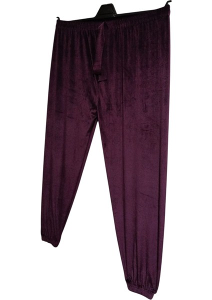 Kadın Bayan Fransız Kadife Battal Büyük Beden Bel ve Paçalar Lastikli Cepsiz Eşofman Altı Pantolon Pijama Altı Tayt fırsatları