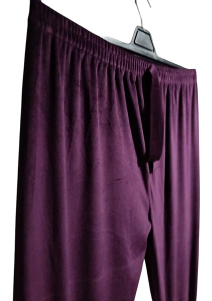 Kadın Bayan Fransız Kadife Battal Büyük Beden Bel ve Paçalar Lastikli Cepsiz Eşofman Altı Pantolon Pijama Altı Tayt indirimleri