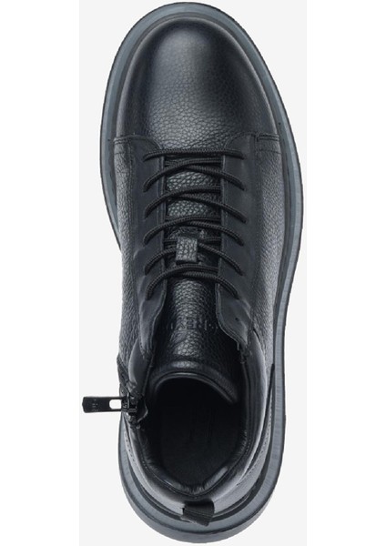 Erkek Mat Siyah Hakiki Deri Sneaker Bot 4K1SB16212