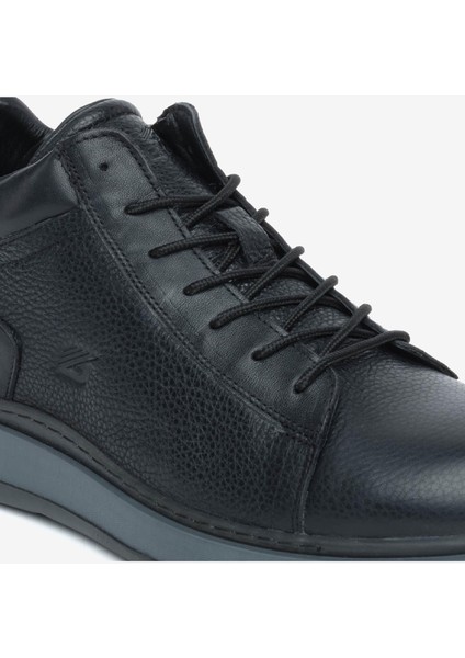 Erkek Mat Siyah Hakiki Deri Sneaker Bot 4K1SB16212