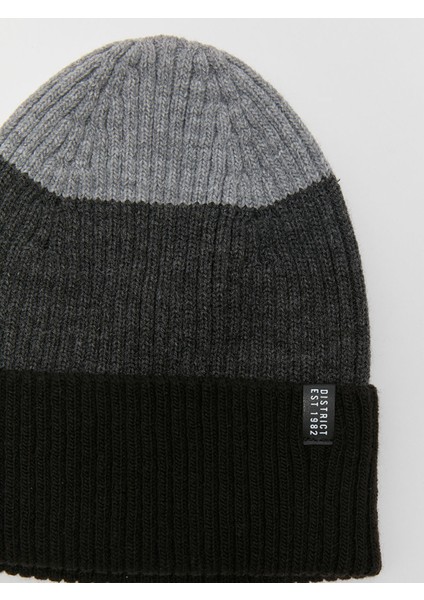 Yeni Sezon Renk Bloklu Etiket Baskılı Erkek Triko Bere modelleri