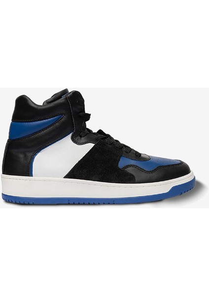 Erkek Siyah Mavi Beyaz Hakiki Deri Sneaker Bot 3K1SB75175