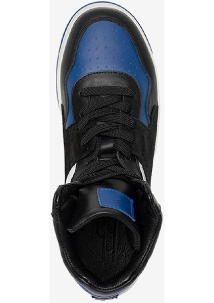 Erkek Siyah Mavi Beyaz Hakiki Deri Sneaker Bot 3K1SB75175