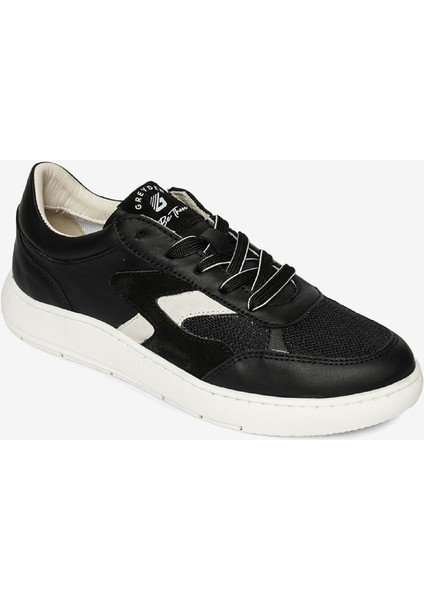 Kadın Siyah Beyaz Hakiki Deri Sneaker Ayakkabı 4Y2SA33601