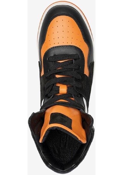 Erkek Siyah Turuncu Beyaz Hakiki Deri Sneaker Bot 3K1SB75175