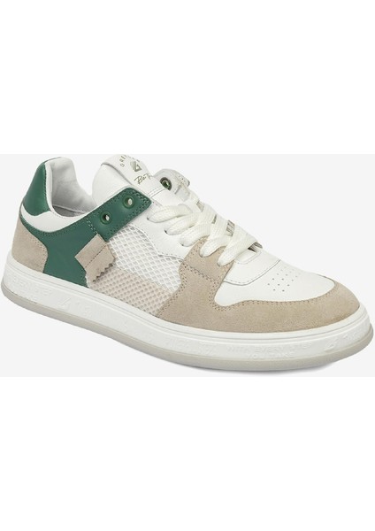 Kadın Ekru Yeşil Hakiki Deri Sneaker Ayakkabı 4Y2SA33290
