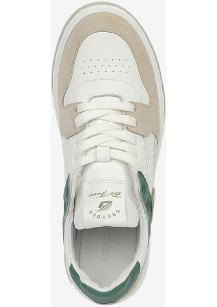 Kadın Ekru Yeşil Hakiki Deri Sneaker Ayakkabı 4Y2SA33290