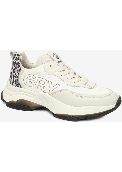 Kadın Kirli Beyaz Hakiki Deri Spor Ayakkabı 4Y2SA33320