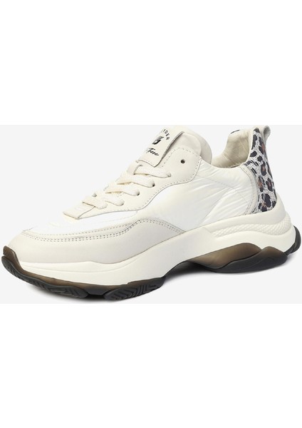 Kadın Kirli Beyaz Hakiki Deri Spor Ayakkabı 4Y2SA33320