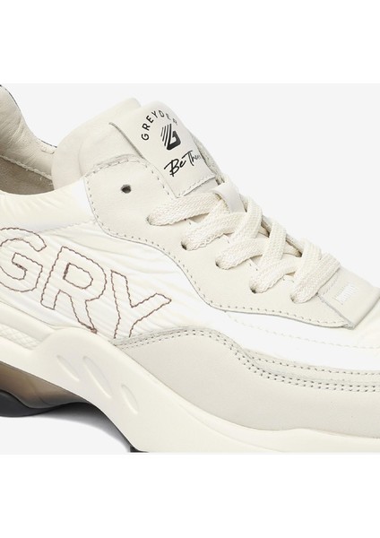 Kadın Kirli Beyaz Hakiki Deri Spor Ayakkabı 4Y2SA33320