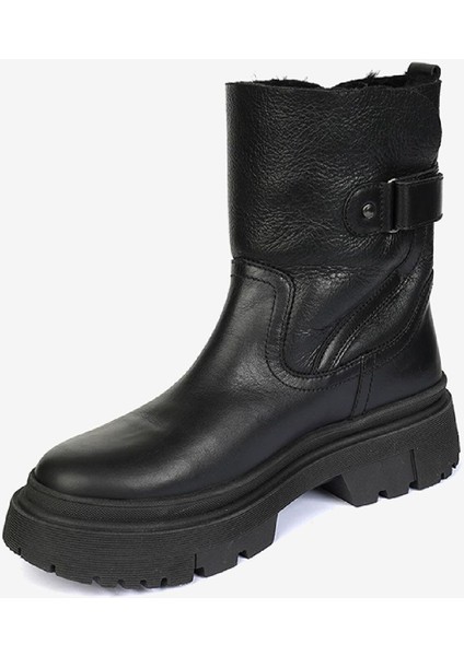 Kadın Siyah Hakiki Deri Military Bot 3K2TB72173
