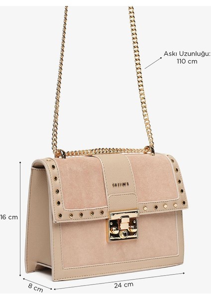 Kadın Bej Süet Omuz Çantası 5Y2CN69696