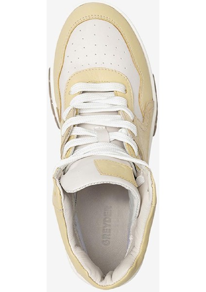 Kadın Beyaz Sarı Hakiki Deri Sneaker Bot 3K2SB33020