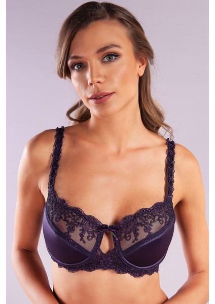 Giselle Half Padded Bra, Mor Renk Toparlayıcı Konforlu ve Şık Sütyen