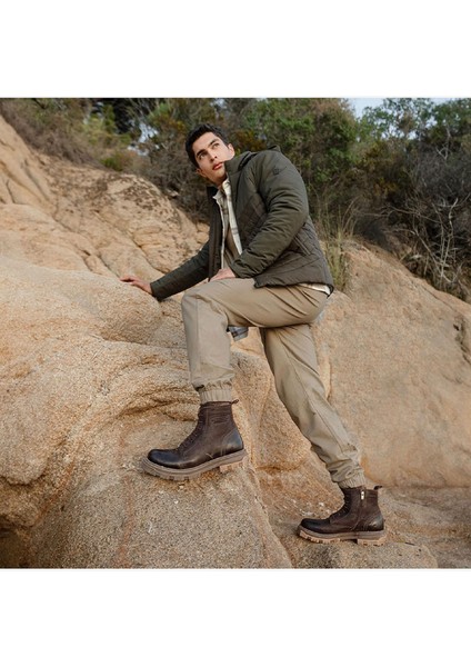 Erkek kahverengi Hakiki Deri Military Bot 3K1UB16300
