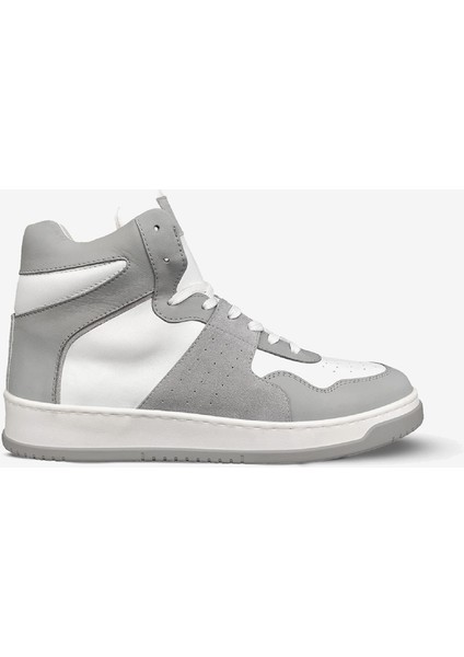 Erkek Gri Beyaz Hakiki Deri Termo Taban Sneaker Bot 3K1SB75175