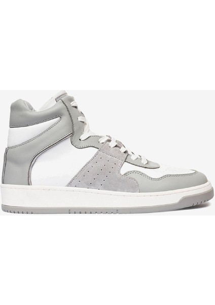 Erkek Gri Beyaz Hakiki Deri Termo Taban Sneaker Bot 3K1SB75175