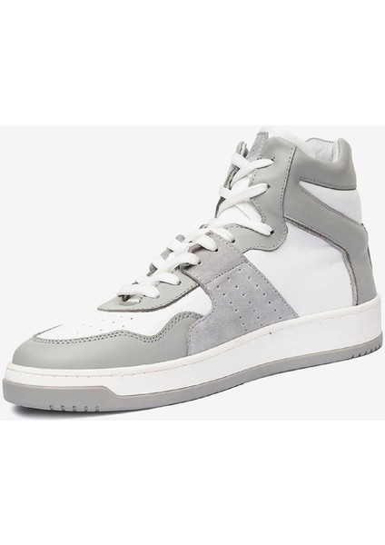 Erkek Gri Beyaz Hakiki Deri Termo Taban Sneaker Bot 3K1SB75175