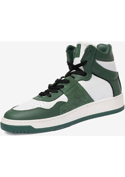Erkek Yeşil Beyaz Hakiki Deri Sneaker Bot 3K1SB75175