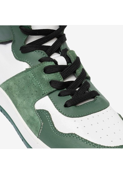 Erkek Yeşil Beyaz Hakiki Deri Sneaker Bot 3K1SB75175