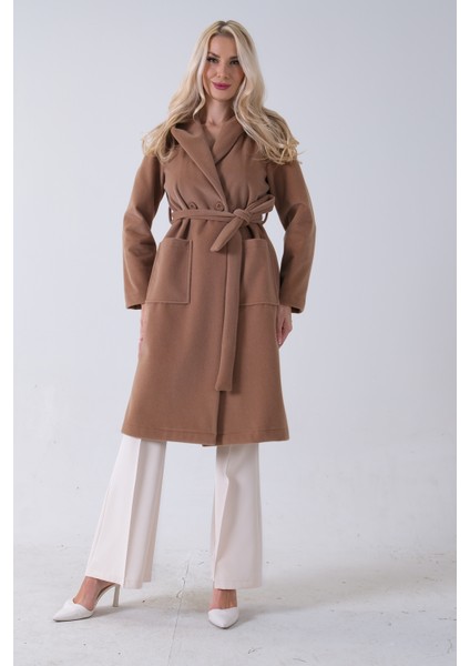 Camel Çift Cepli Kemer Bağlamalı Kapüşonlu Yün Kaban 0108089.09 fiyatları