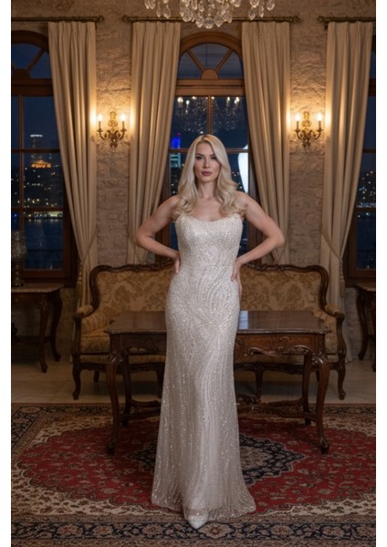 Gold Taş Işlemeli Uzun Balık Abiye 0801056.122