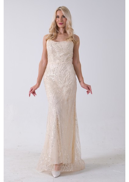 Gold Taş Işlemeli Uzun Balık Abiye 0801056.122 modelleri