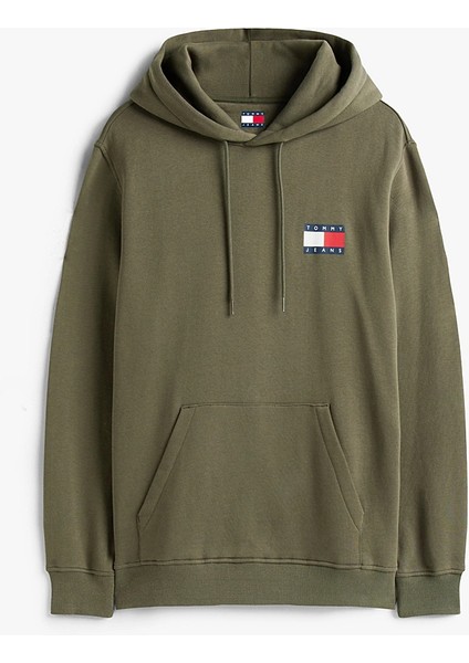 Tommy Hılfıger Erkek Marka Logolu Kapüşonlu Organik Pamuklu Kanguru Ceplli Günlük Kullanıma Uygun Yeşil Sweatshirt DM0DM20738 Mrh fırsatları