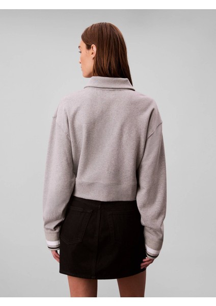 Calvın Kleın Kadın Marka Logolu Pamuk Karışımlı Yarım Fermuarlı Şık Görünümlü Gri Sweatshirt LVGWF5W310 P7A modelleri