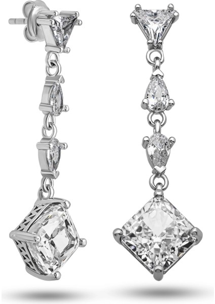 Gümüş Ice Cut Zirkon Taşlı Işıltılı Kadın Küpe