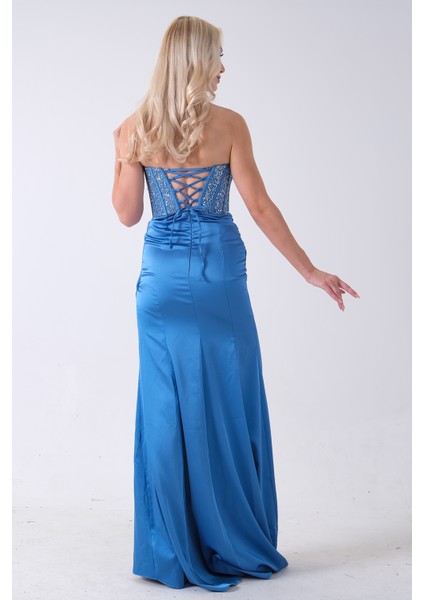 Indigo Göğüs Pul ve Taşlı Saten Abiye 9705294.98 indirimleri