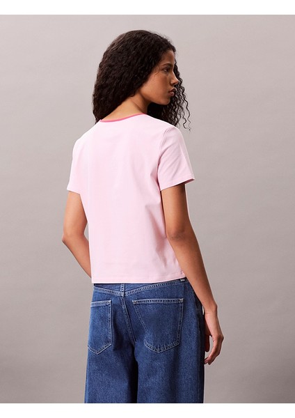 Calvın Kleın Kadın Marka Logolu Pamuklu Günlük Kullanıma Uygun Pembe T-Shirt LV047C821G W0S fırsatları