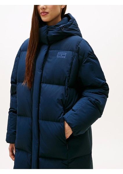 Tommy Hılfıger Kadın Marka Logolu Kapitone Dikişli Kapüşonlu Günlük Kullanıma Uygun Lacivert Mont DW0DW21977 C1G fiyatları